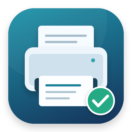 The app’s blue printer icon with a green checkmark